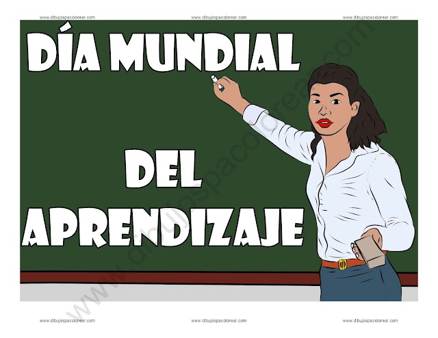Día Mundial del Aprendizaje dibujo a color y para colorear